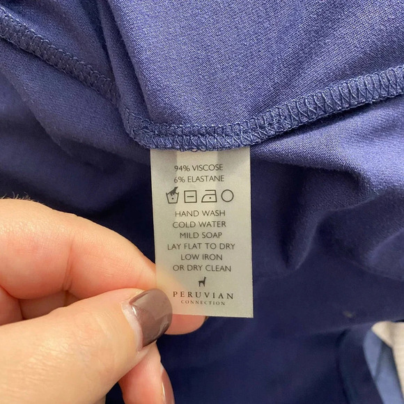 Peruvian Connection Solstice T-Shirt Short Sleeve Dress in Blue Size US Large - Picture 10 of 10